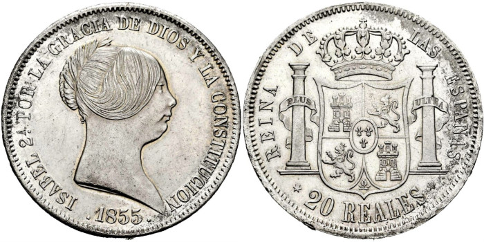 Cy16296.-ISABEL II -20 Reales 1855 Madrid - SC