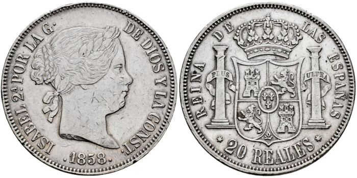 Cy16304E.- ISABEL II  20 REALES 1858 MADRID