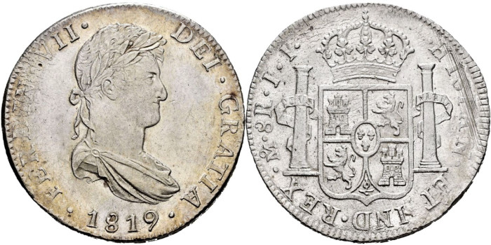 Cy15140K.- FERNANDO VII  8 Reales 1819 Mexico J.J