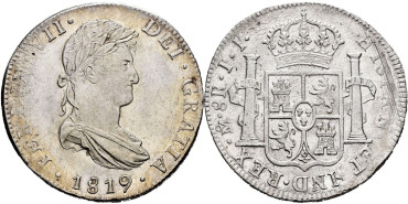 Cy15140K.- FERNANDO VII  8 Reales 1819 Mexico J.J
