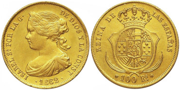 Cy16474.- ISABEL II  100 REALES 1862 Madrid.  MBC -ORO