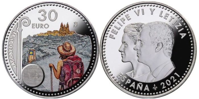 30 EUROS ESPAÑA 2021 “AÑO SANTO XACOBEO 21-22”  - PLATA/COLOR