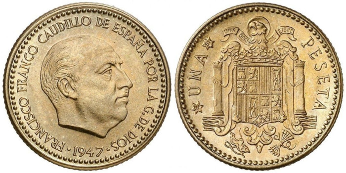 Cy16946  1 PESETA 1947/ E-51. SC