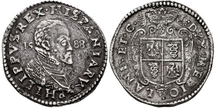 Cy03845m.- FELIPE II - DUCATON MILAN 1588.