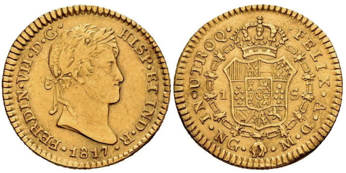 Cy15290.- FERNANDO VII 1 ESCUDO 1817 GUATEMALA M