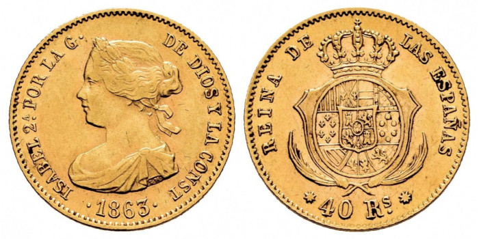 Cy16359.- ISABEL II 40 REALES 1863 BARCELONA