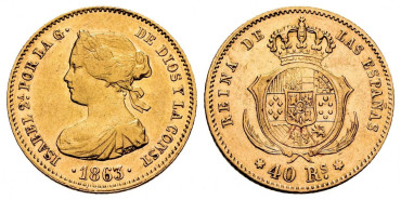 Cy16360.- ISABEL II 40 REALES 1863 MADRID