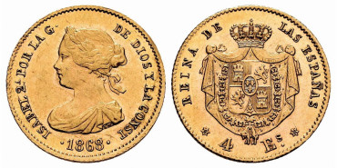 Cy16378.- ISABEL II 4 ESCUDOS 1868/68 MADRID