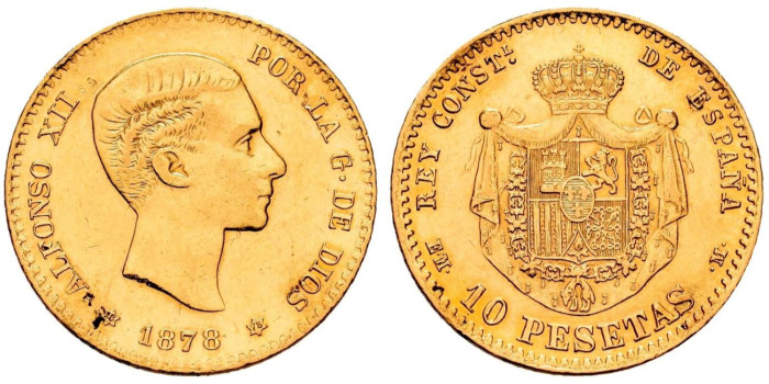 Cy16597.- ALFONSO XII 10 PESETAS 1878 MADRID (18-78) EMM