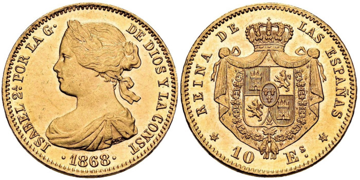 Cy16493.- ISABEL II 10 ESCUDOS 1868 MADRID (18-68)