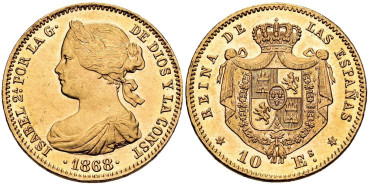 Cy16493.- ISABEL II 10 ESCUDOS 1868 MADRID (18-68)