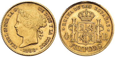 Cy16494.- ISABEL II 4 PESOS 1868 MANILA
