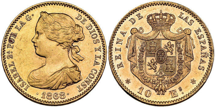 Cy16495.- ISABEL II 10 ESCUDOS 1868 MADRID (18-73)