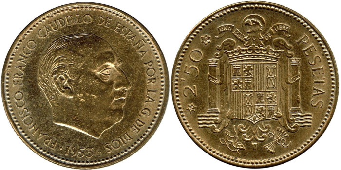 Cy16884M.- 2'50 PESETAS 1953/69 PROOF