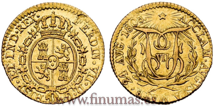 Cy15225.- FERNANDO VII MEDALLA PROCLAMACION 1808 MADRID 1/2 ESCUDO