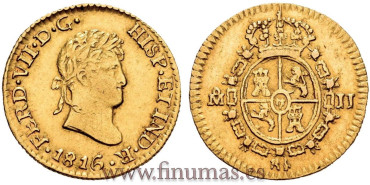 Cy15231.- FERNANDO VII 1/2 ESCUDO 1816 MEXICO J.J. 