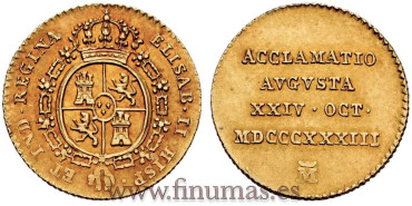 Cy16334.- ISABEL II MEDALLA PROCLAMACION 20 REALES 1833 MADRID