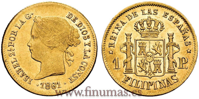 Cy16338.- ISABEL II 1 PESO 1861 MANILA