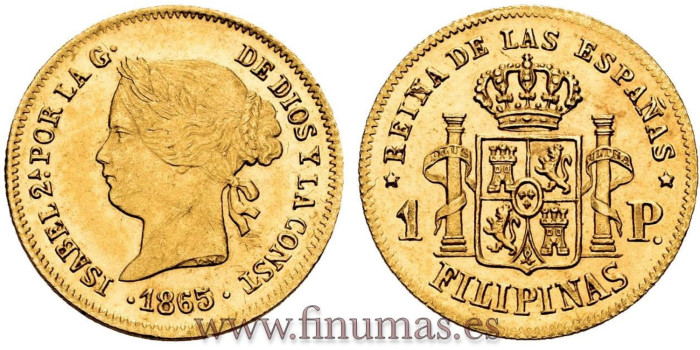 Cy16346.- ISABEL II 1 PESO 1865 MANILA 