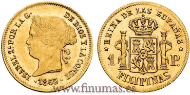 Cy16346.- ISABEL II 1 PESO 1865 MANILA 
