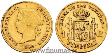Cy16347.- ISABEL II 1 PESO 1866 MANILA