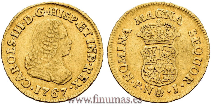 Cy11444.- CARLOS III 1 ESCUDO 1767 POPAYAN J. 