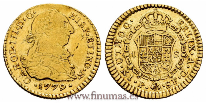 Cy11507.- CARLOS III 1 ESCUDO 1779 POPAYAN S.F.