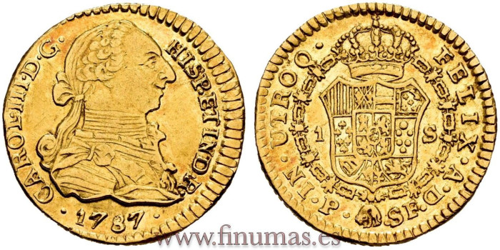 Cy11571.- CARLOS III 1 ESCUDO 1787 POPAYAN S.F.