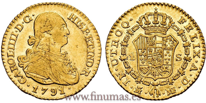 Cy13190.- CARLOS IV 1 ESCUDO 1791 MADRID M.F. 