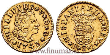Cy08841.- FELIPE V 1/2 ESCUDO 1743 SEVILLA P.J.
