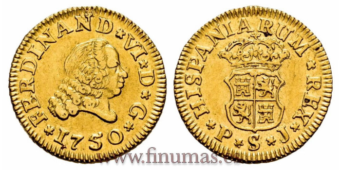 Cy09929.- FERNANDO VI 1/2 ESCUDO 1750 SEVILLA P.J.