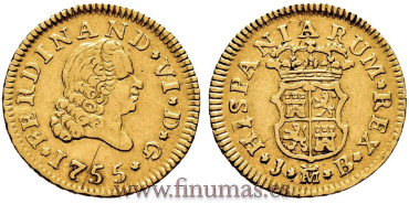 Cy09938.- FERNANDO VI 1/2 ESCUDO 1755 MADRID J.B.