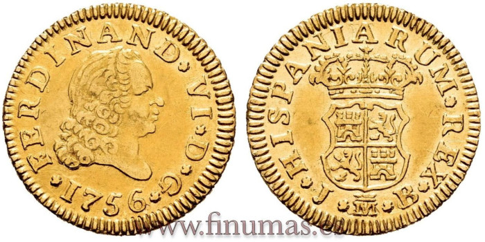 Cy09940.- FERNANDO VI 1/2 ESCUDO 1756 MADRID J.B. TIPO I