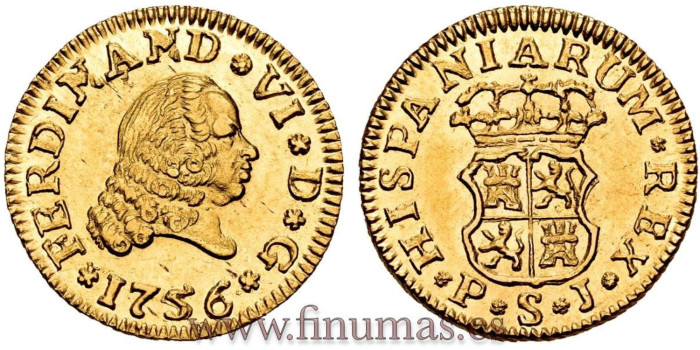 Cy09941.- FERNANDO VI 1/2 ESCUDO 1756 SEVILLA P.J. 