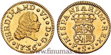 Cy09941.- FERNANDO VI 1/2 ESCUDO 1756 SEVILLA P.J. 