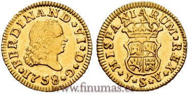 Cy09947.- FERNANDO VI 1/2 ESCUDO 1758 SEVILLA J.V.