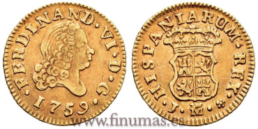 Cy09950.- FERNANDO VI 1/2 ESCUDO 1759 MADRID J y ROSA 