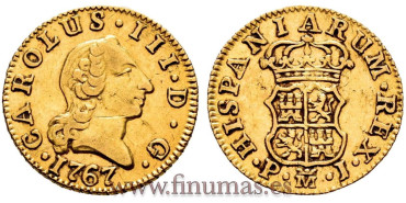 Cy11367.- CARLOS III 1/2 ESCUDO 1767 MADRID P.J. 