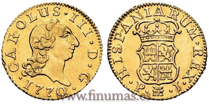 Cy11374.- CARLOS III 1/2 ESCUDO 1770 MADRID P.J. TIPO I