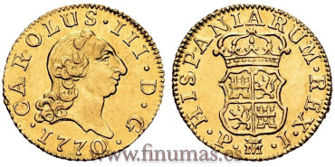 Cy11374.- CARLOS III 1/2 ESCUDO 1770 MADRID P.J. TIPO I