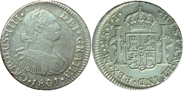 Cy12807.- CARLOS IV  2 Reales 1801 LIMA I.J. - EBC