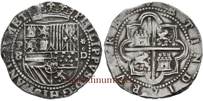 Cy03709.- FELIPE II - 8 REALES LIMA D 1589/95 VARIANTE