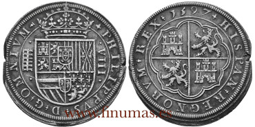 Cy03844.- FELIPE II - 8 REALES 1597 SEGOVIA. TIPO OMNIVM