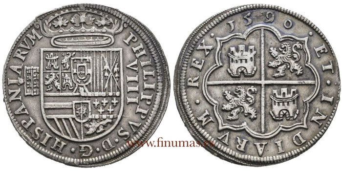 Cy03799.- FELIPE II - 8 REALES 1590 SEGOVIA. REAL INGENIO.