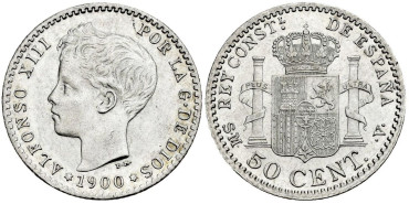 Cy16666k.- ALFONSO XIII 50 Centimos 1900 ( 0-0)  S.M.V. -SC