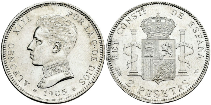 Cy16692h.- ALFONSO XIII 2 Peseta 1905 (19-05)  S.M.V. -EBC 