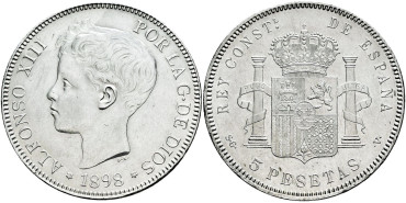 Cy16707h.- ALFONSO XIII 5 Peseta 1898 (18-98)  S.G.V. - SC-