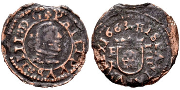 Cy04971.- FELIPE IV 4 Maravedis 1663 Burgos R