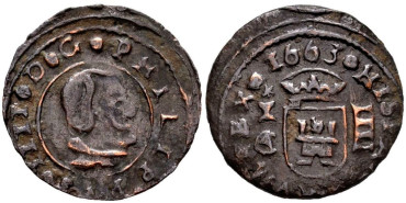 Cy04973.- FELIPE IV 4 Maravedis 1663 Cuenca CA