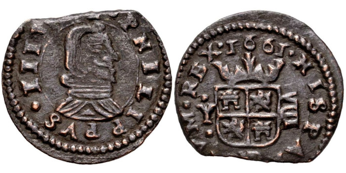 Cy05132a.- FELIPE IV 8 Maravedis 1661 Madrid Y